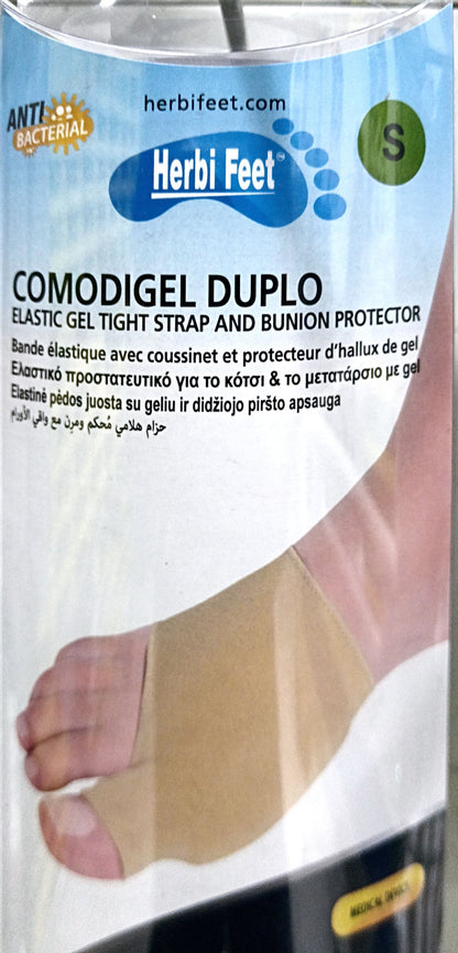 BANDE ÉLASTIQUE AVEC COUSSINET ET PROTECTEUR D'HALLUX VALGUS COMODIGEL DUPLO
